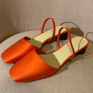 Everlane Tapered Square Slingback Flat in Red Size 9